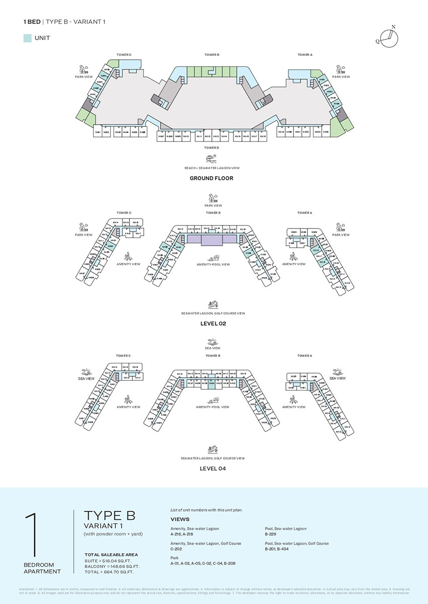 Type B-Variant 1, Ground Floor, Level 02 & 04