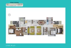 2 BHK Combined 4 BHK, Rose & Giona