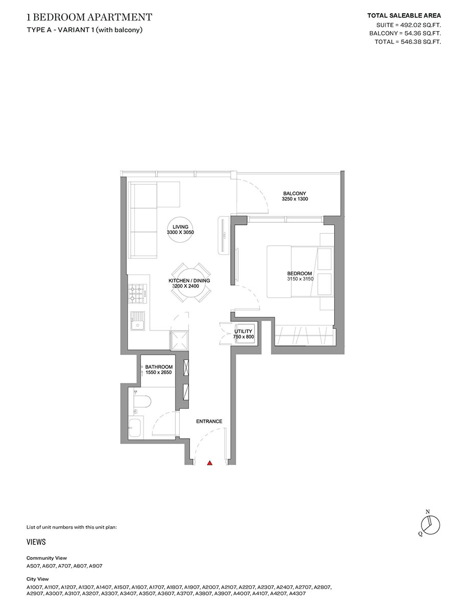 Type A - Variant 1 (with balcony)