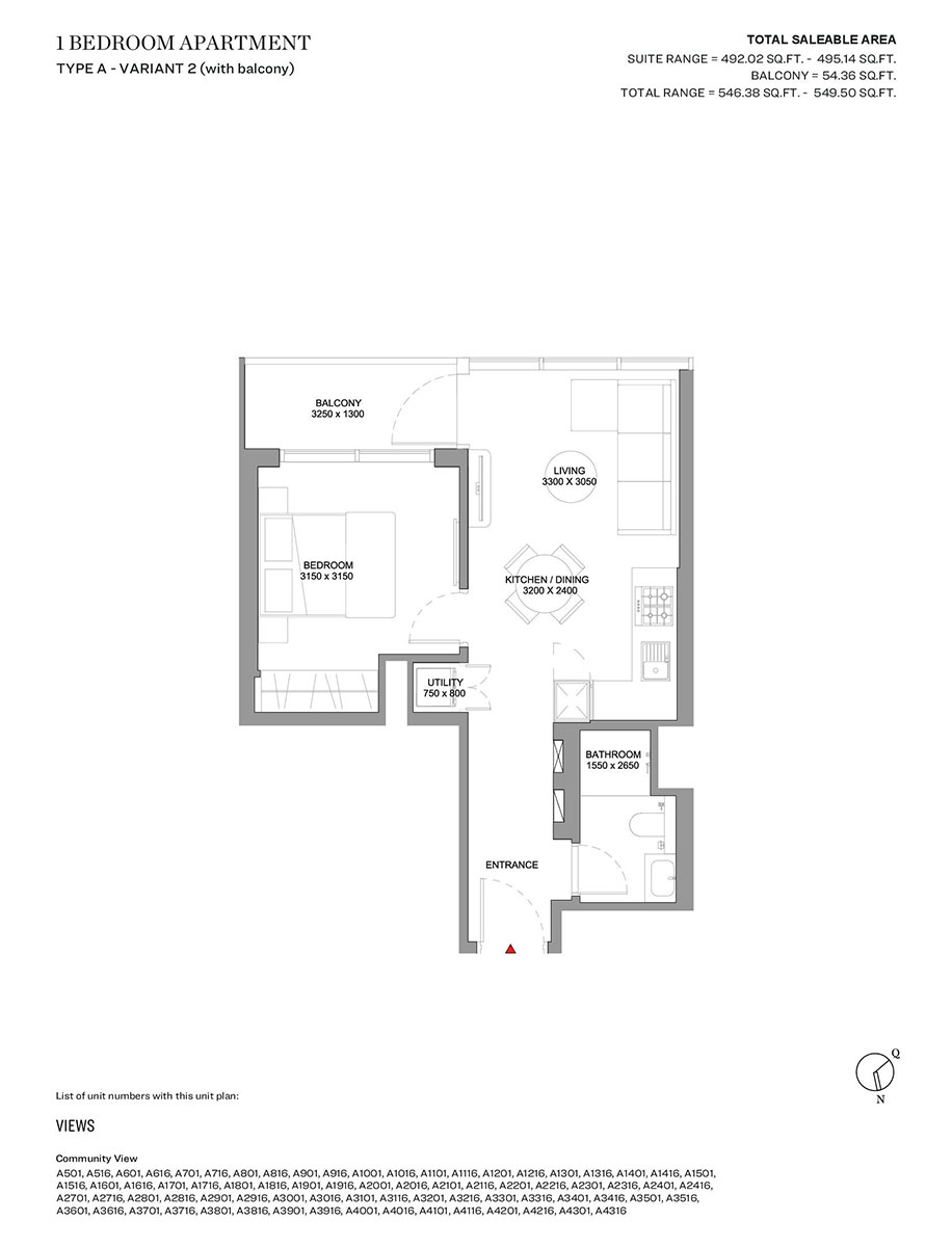 Type A - Variant 2 (with balcony)