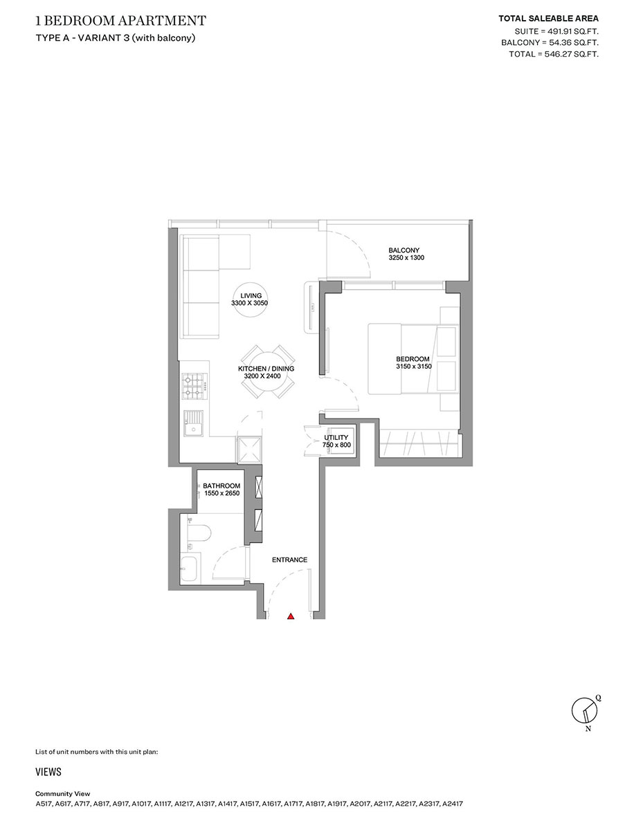 Type A - Variant 3 (with balcony)