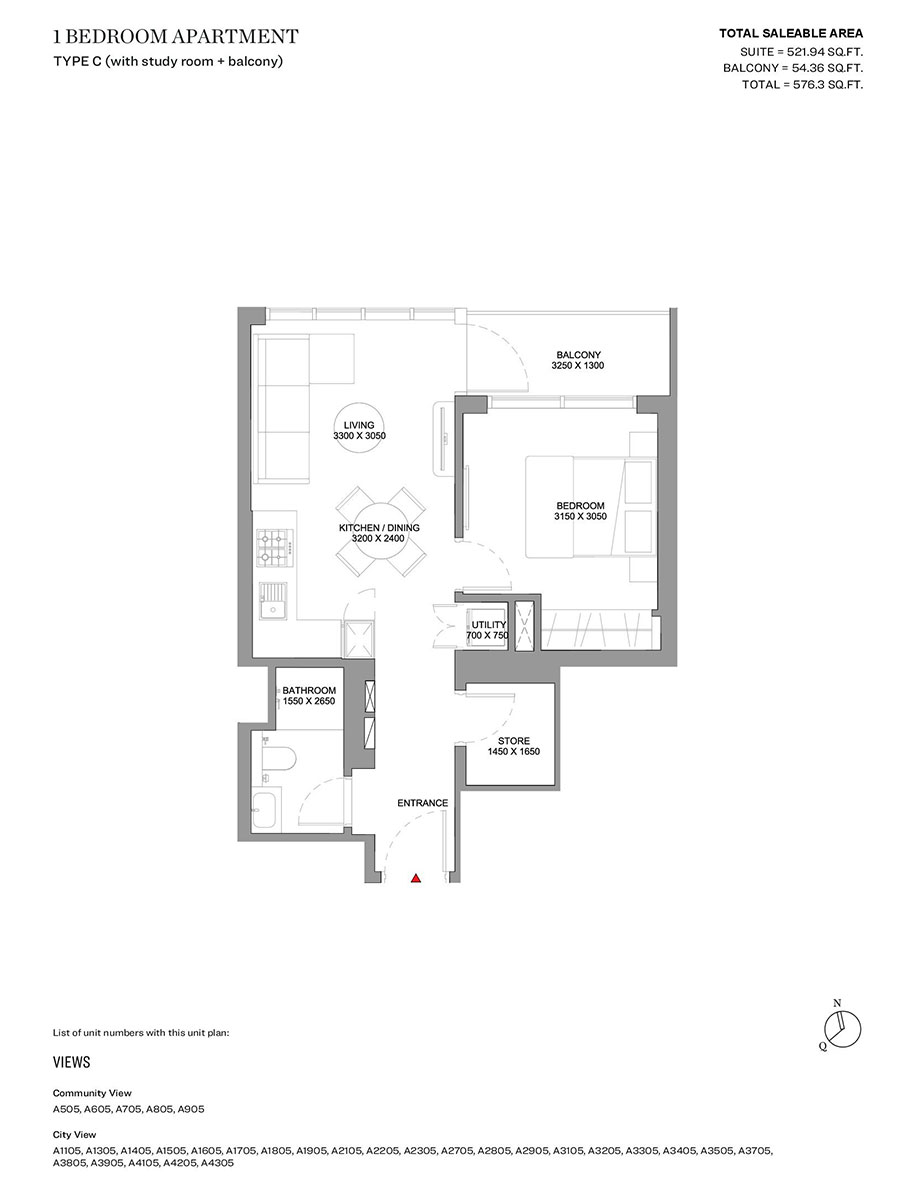 Type C (with balcony)
