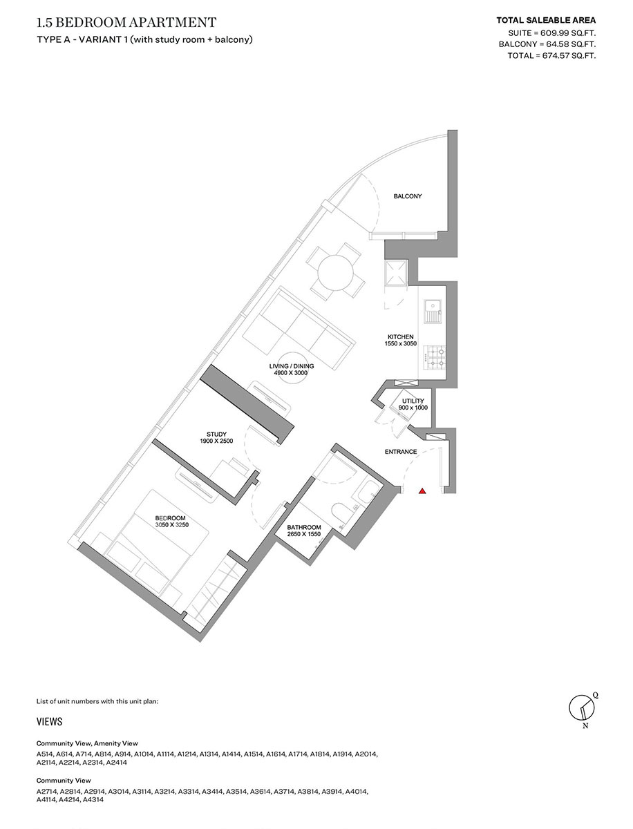 Type A - Variant 1 (with balcony)