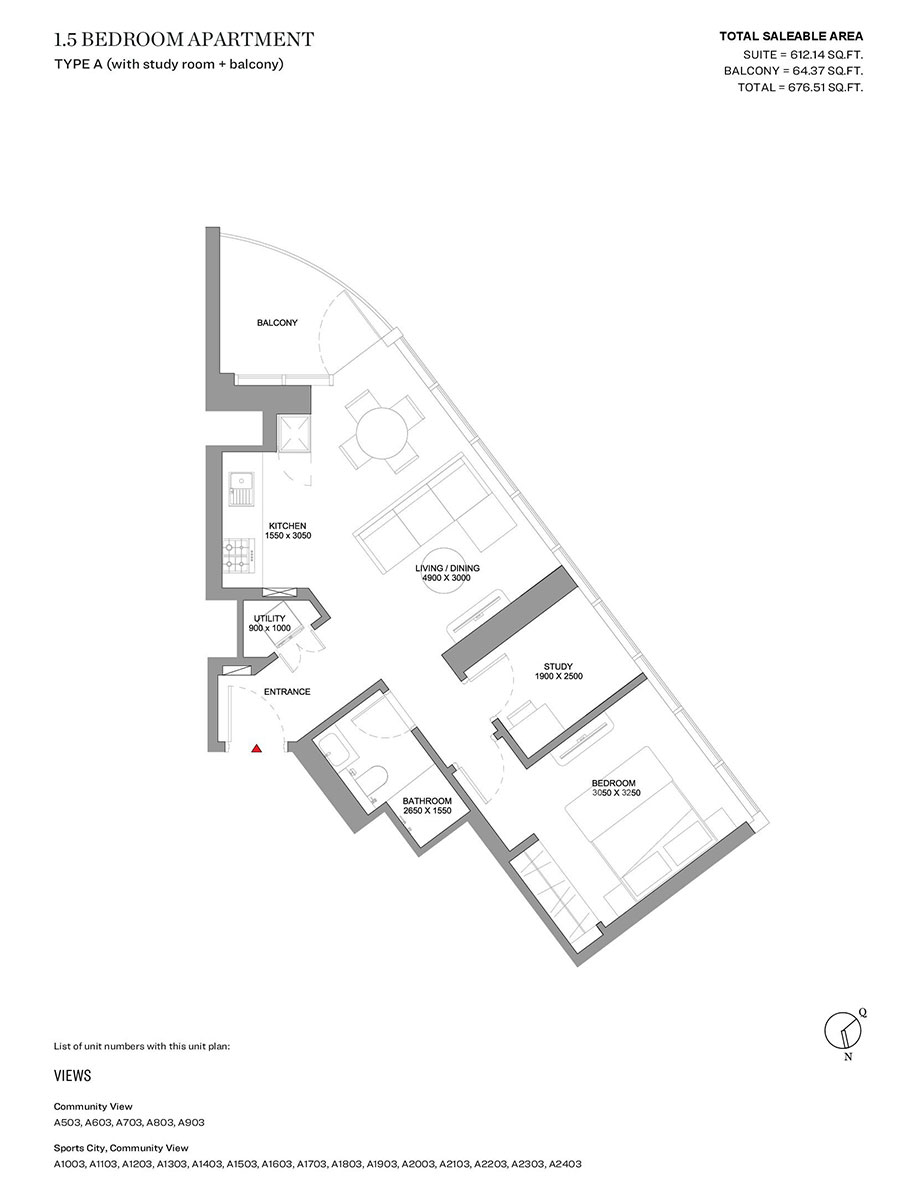 Type A (with balcony)