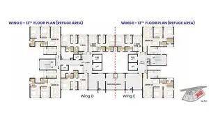 Wing D & E - 13th Floor Plan - Refuge Area