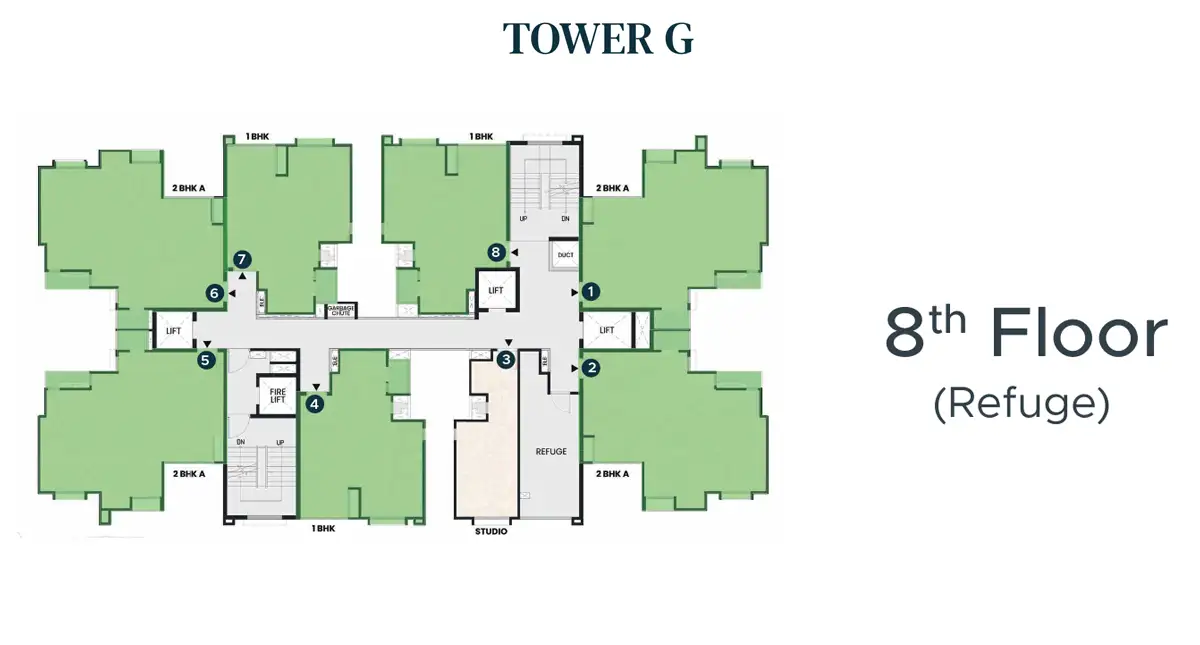 Refuge Floor Plan, Tower G, 8th Floor