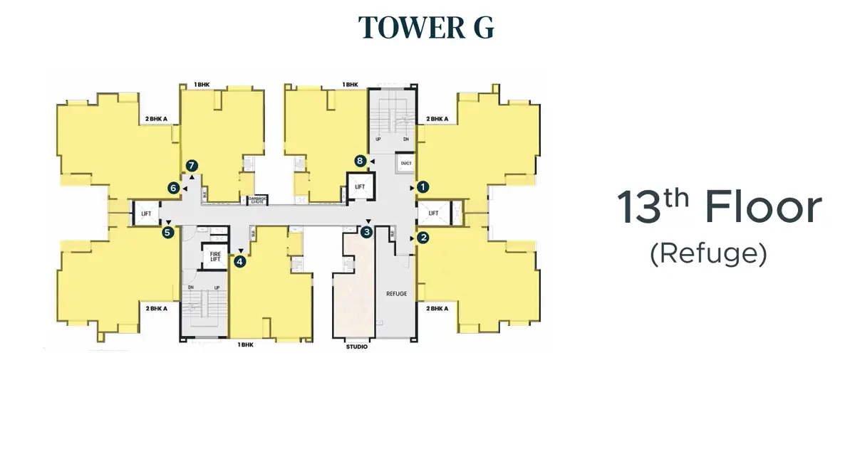 Refuge Floor Plan, Tower G, 13th Floor