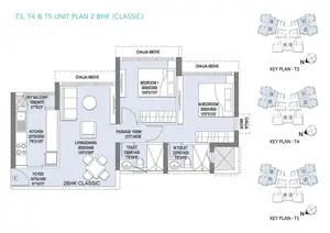 T3, T4 & T5 Unit Plan 2 BHK-Classic