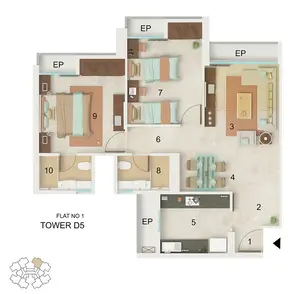 Flat No 1, Tower D5