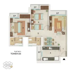 Flat No 3, Tower D5