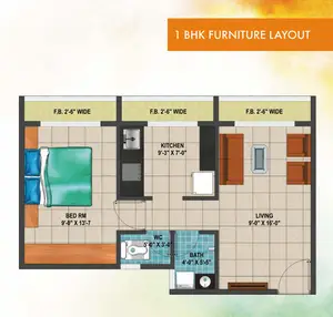 1 BHK Furniture Layout