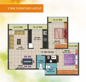 2 BHK Furniture Layout