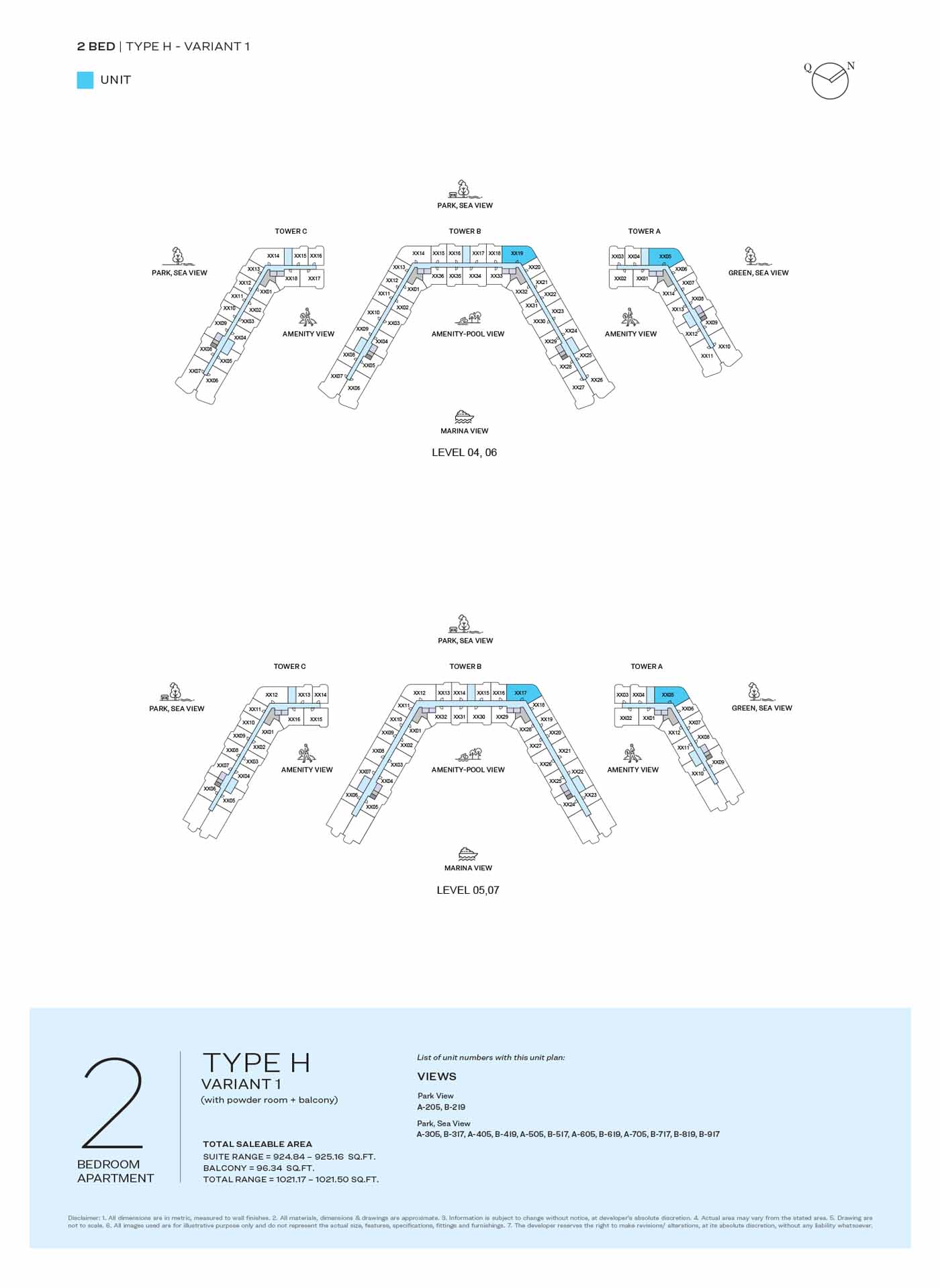 LEVEL 04 TO 07 TYPE H-VARIANT 1