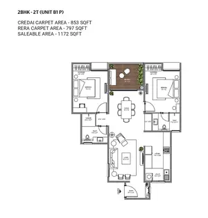 2BHK-2T-Unit B1 P
