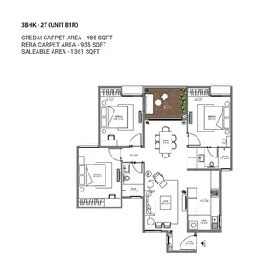 3BHK-2T-Unit B1 R