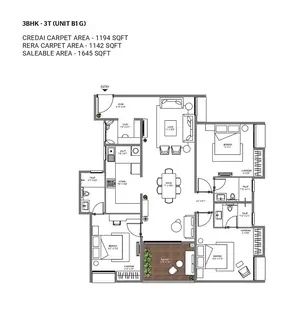 3BHK-3T-Unit B1 G
