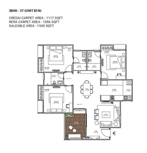 3BHK-3T-Unit B1 N