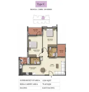 Type C, Block A, 2 BHK, 203 Series