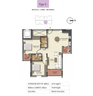 Type C, Block A, 2 BHK, 206 Series
