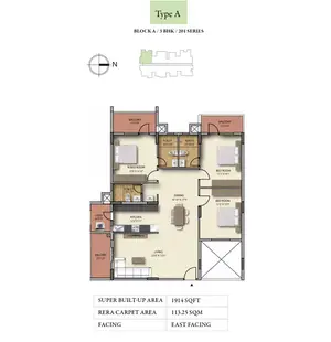 Type A, Block A, 3 BHK, 201 Series