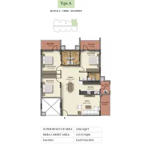 Type A, Block A, 3 BHK, 204 Series