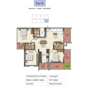 Type B, Block A, 3 BHK, 205 Series