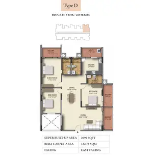 Type D, Block B, 3 BHK, 213 Series