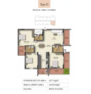 Type D, Block B, 3 BHK, 214 Series