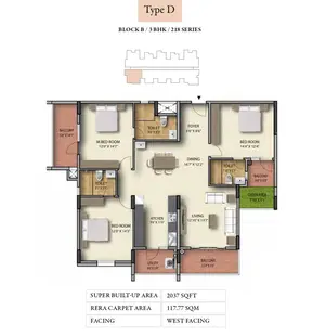 Type D, Block B, 3 BHK, 218 Series
