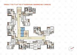 Wing B, 1st to 7th & 9th to 11th Floor Plan
