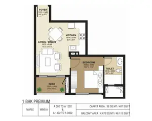 1 BHK Premium, Wing A