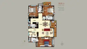 Wing A, Type A2, West Facing, 3 BHK+Study