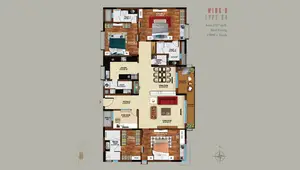 Wing B, Type B4, West Facing, 3 BHK+Study