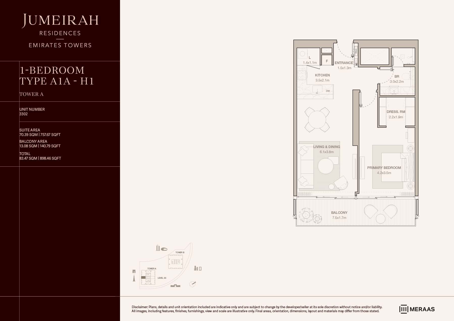 LEVEL 33 - TYPE A1A - H1 (UNIT 3302)