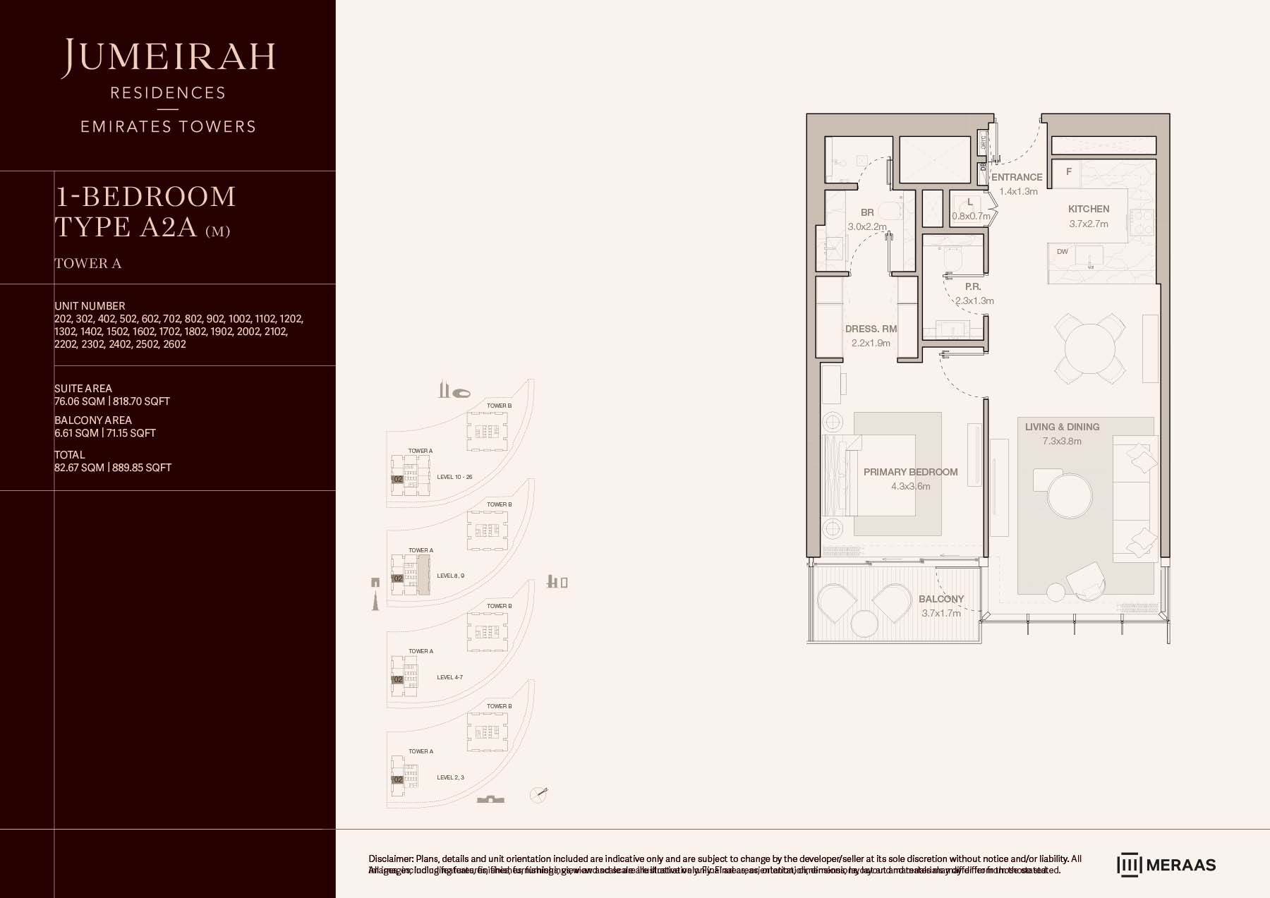 LEVELS 2-26 - TYPE A2A (M) (UNIT 202-2602)