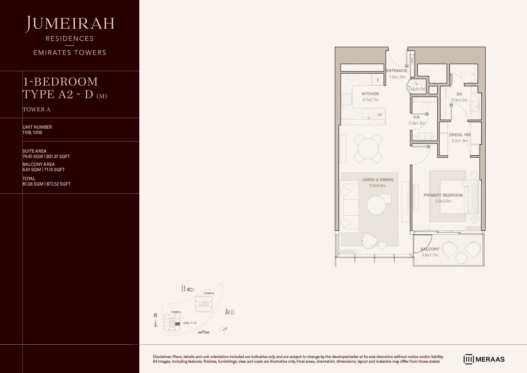 LEVELS 11 & 12 TYPE A2 - D (M) (UNIT 1108 & 1208)