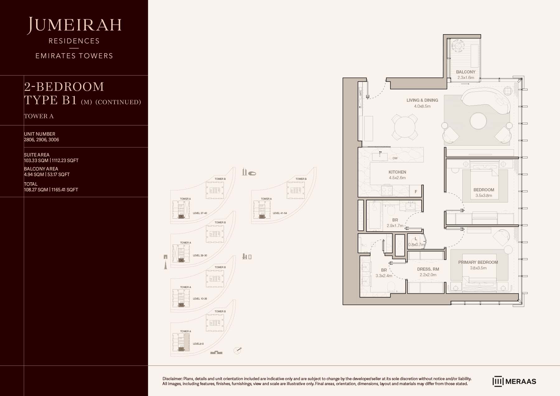 LEVELS 8-54 TYPE B1 (M) (CONTINUED) (UNIT 2806-3006)