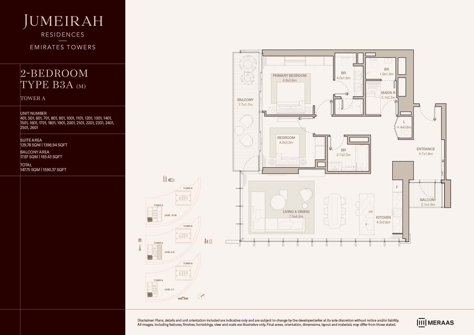 LEVELS 4-26 - TYPE B3A (M) (UNIT 401-2601)