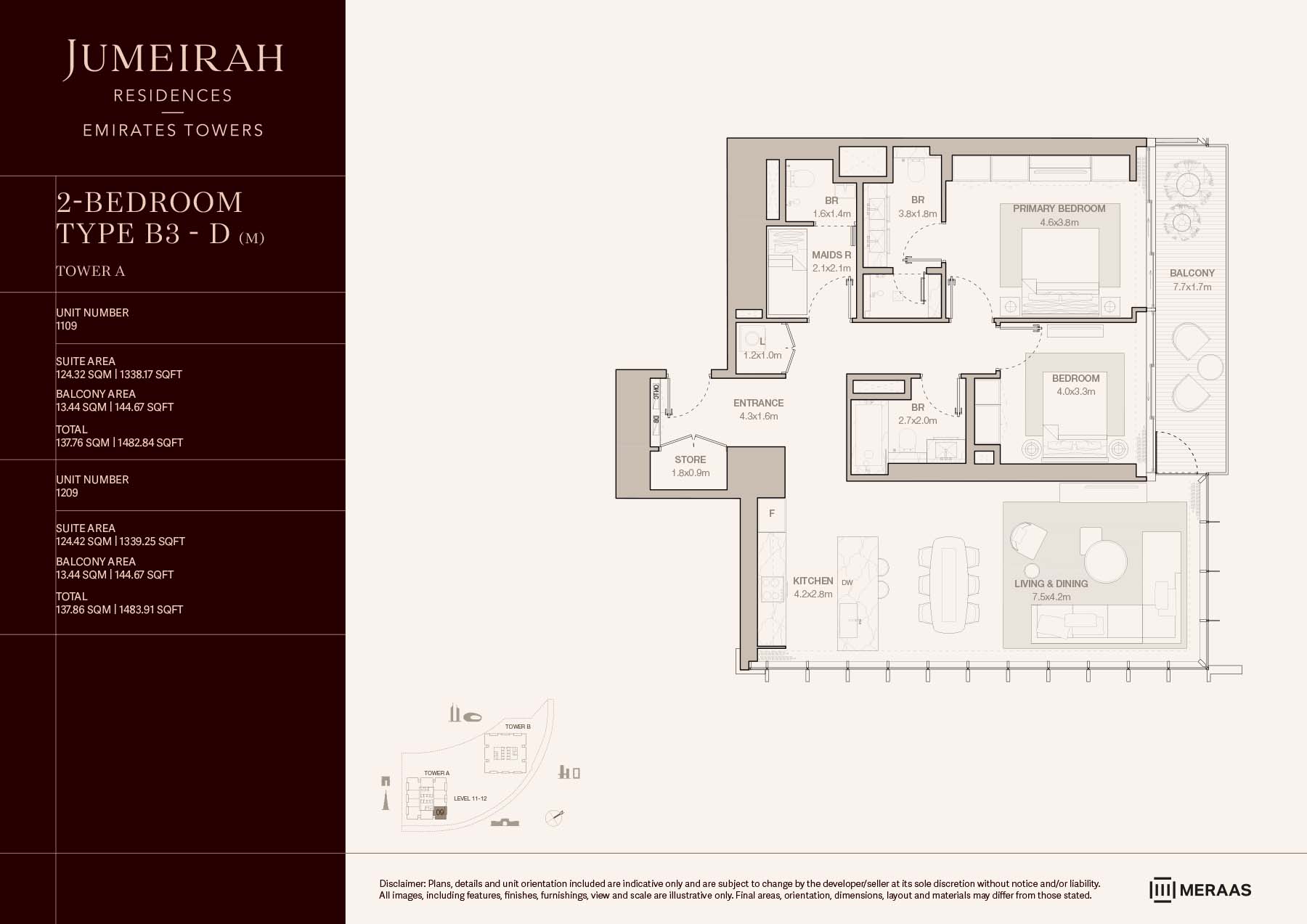 LEVELS 11 & 12 TYPE B3 - D (M) (UNIT 1109 & 1209)