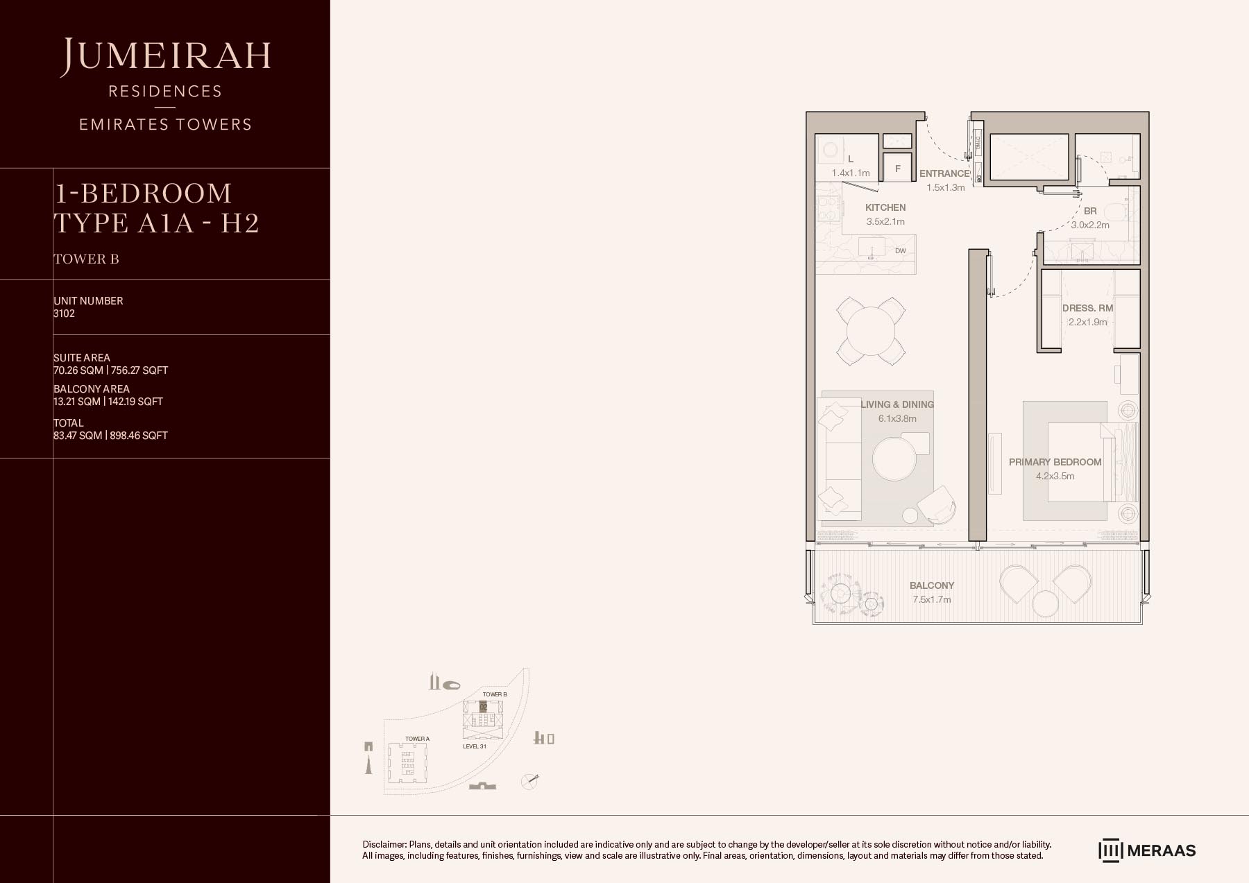 LEVEL 31 TYPE A1A - H2 (UNIT 3102)