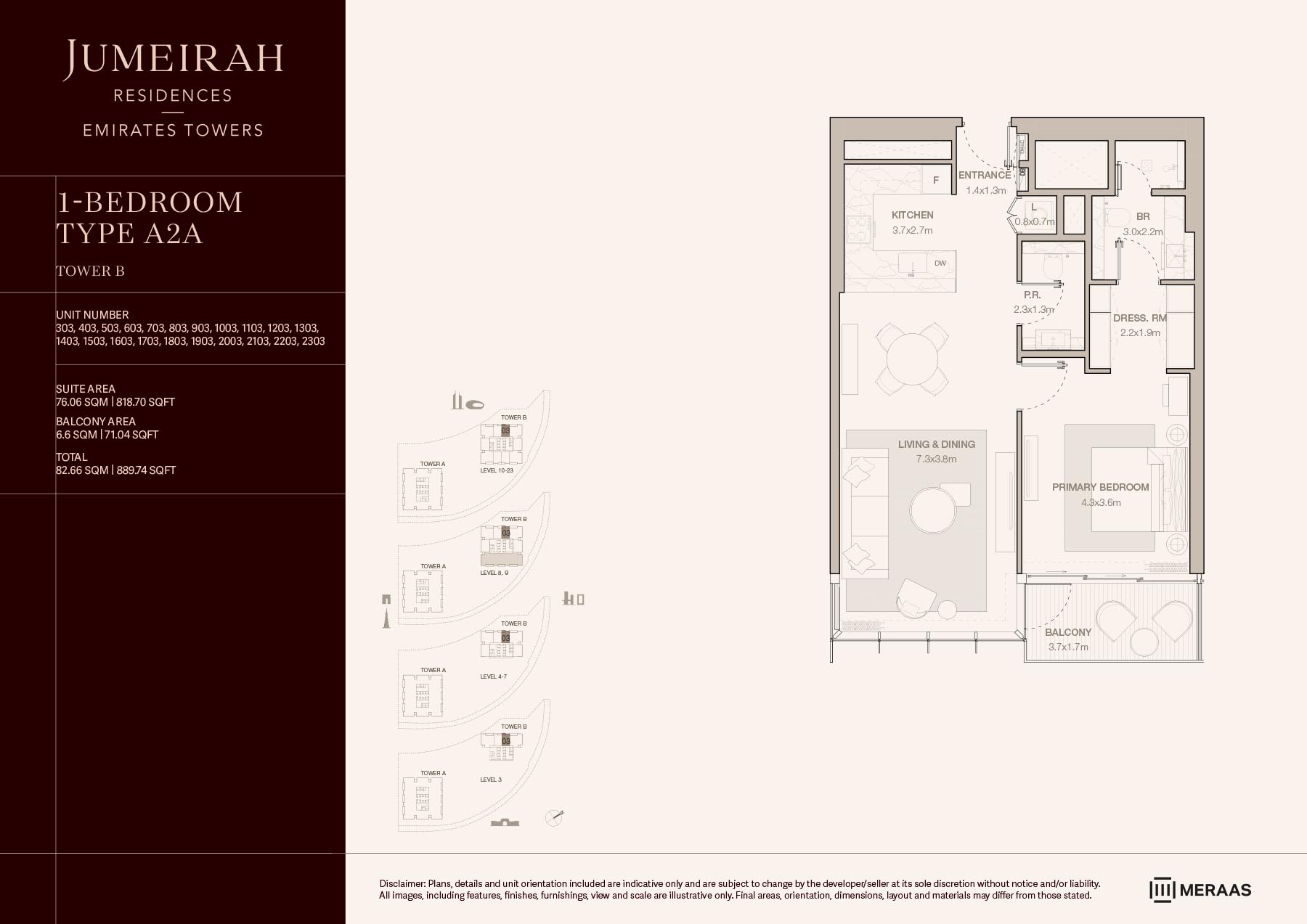 LEVELS 03 To 23 TYPE A2A (UNIT 303-2303)