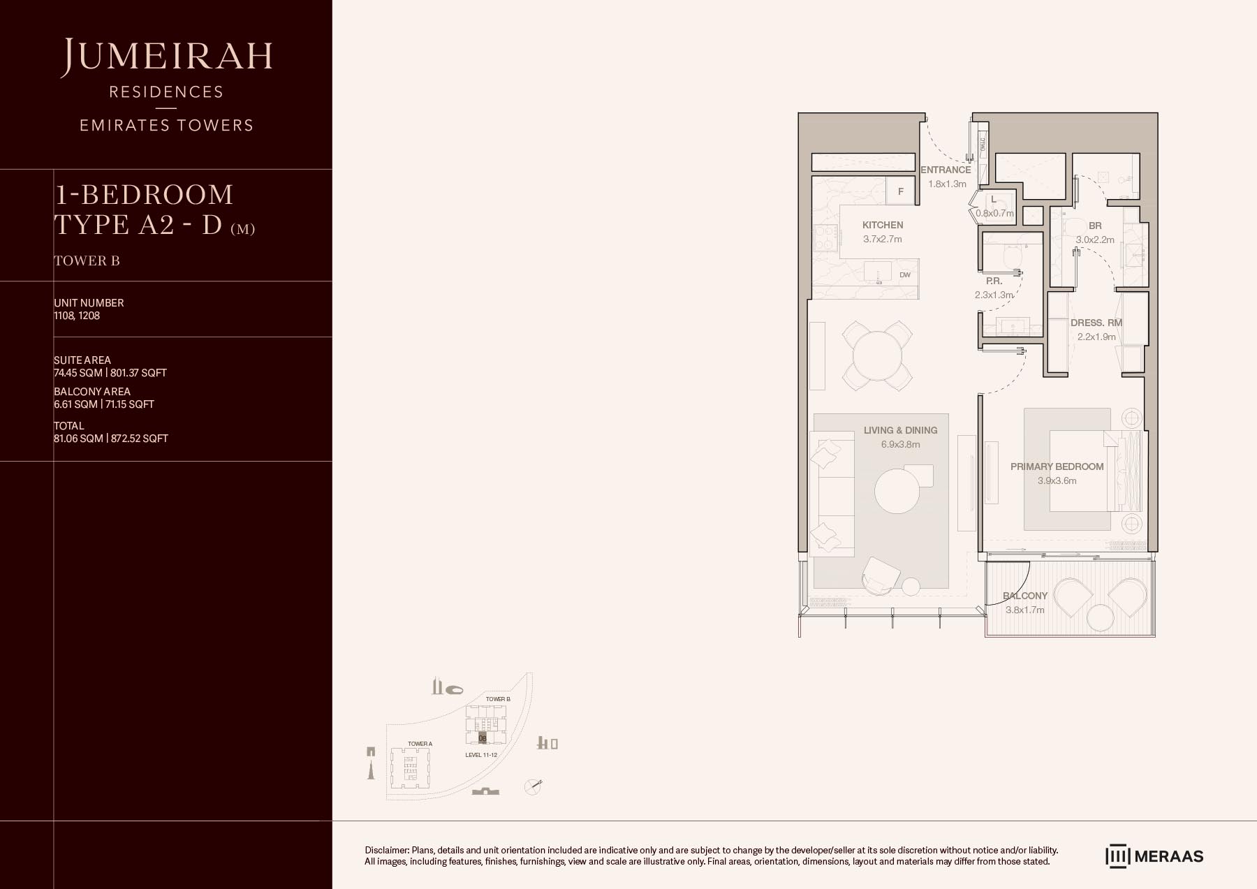LEVELS 11 & 12 TYPE A2 - D (M) (UNIT 1108 & 1208)