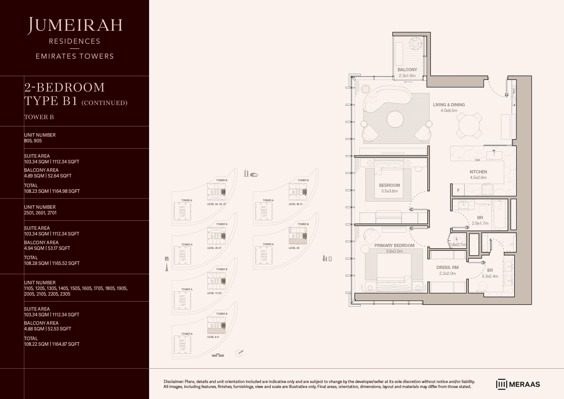LEVELS 08-51 TYPE B1 (CONTINUED) (UNIT 805-2305)