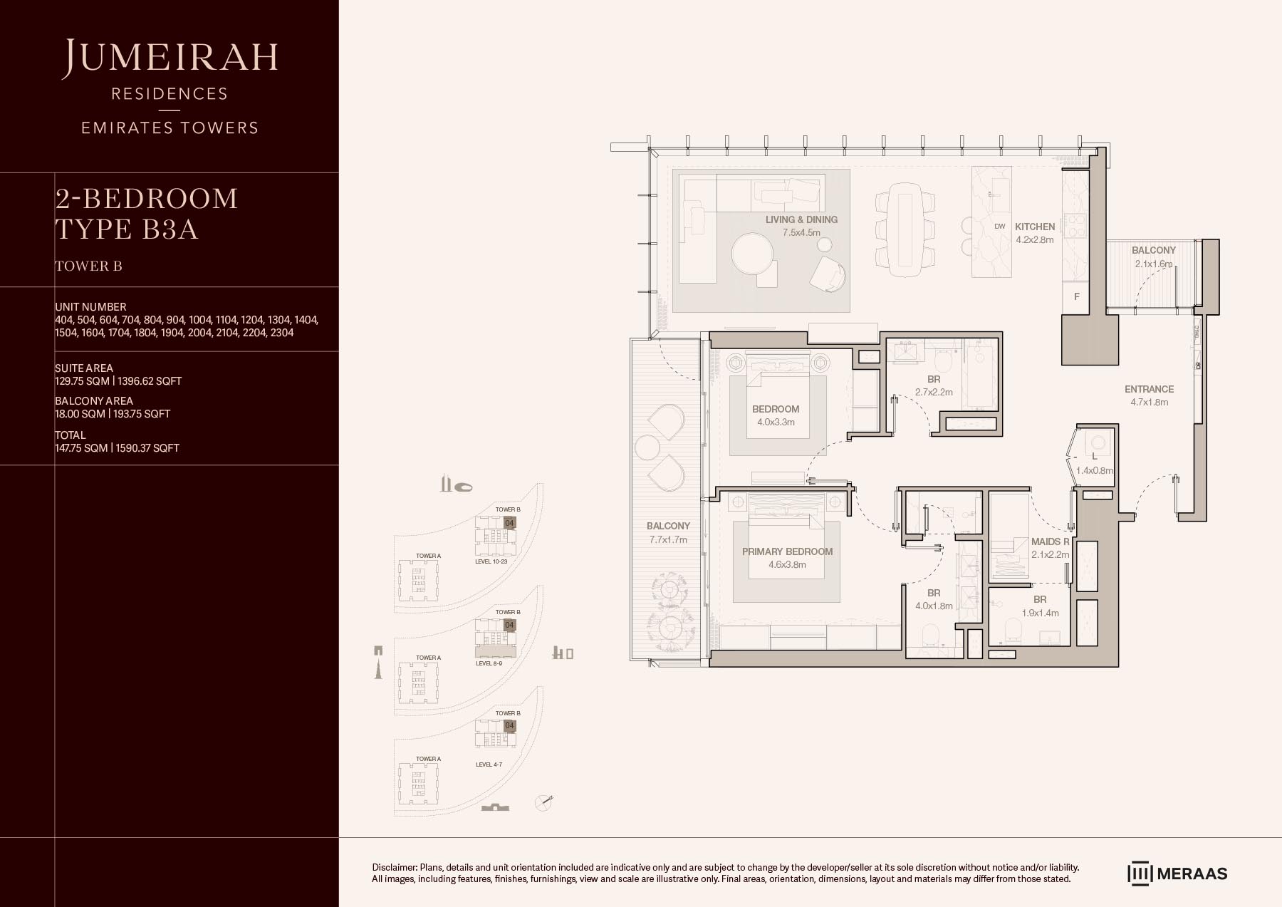 LEVELS 04 To 23 TYPE B3A (UNIT 404-2304)