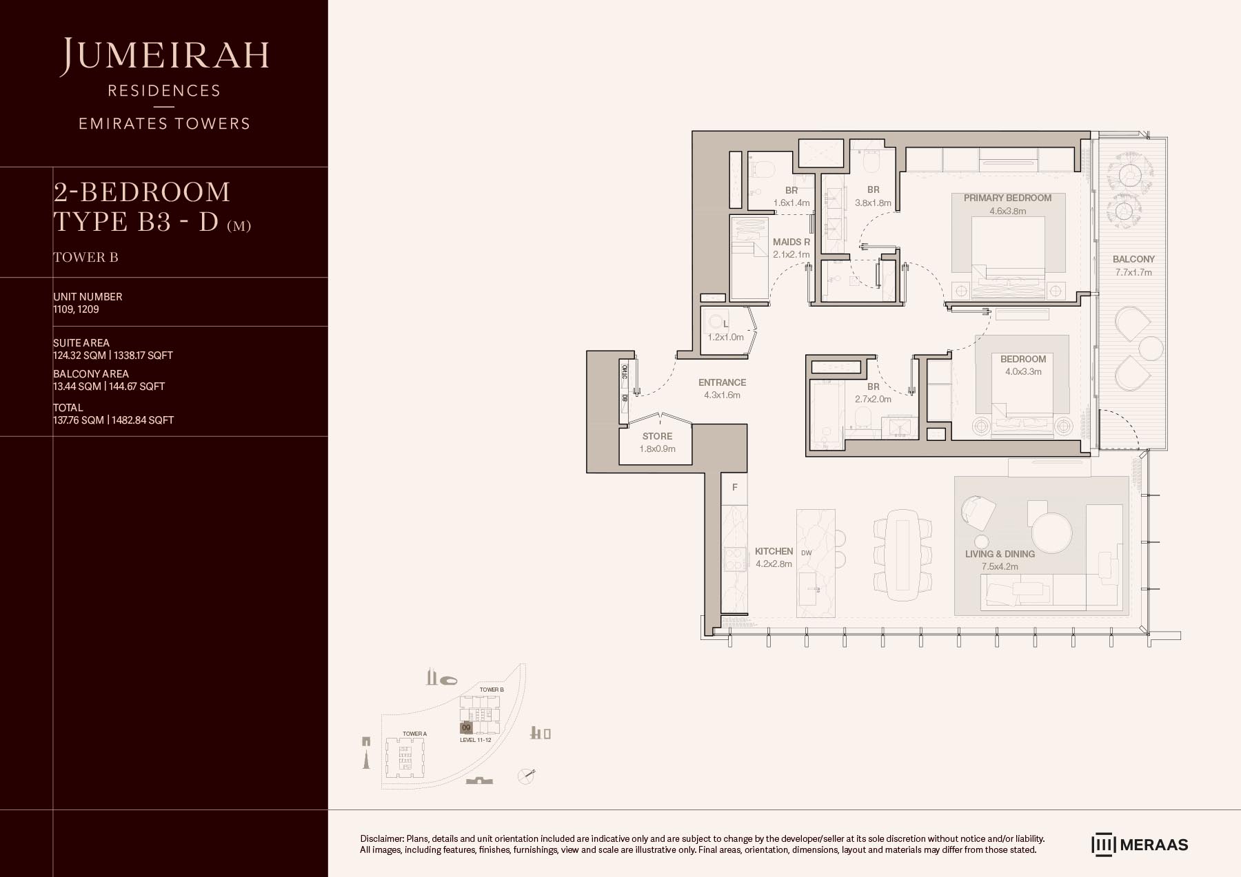 LEVELS 11 & 12 TYPE B3 - D (M) (UNIT 1109 & 1209)
