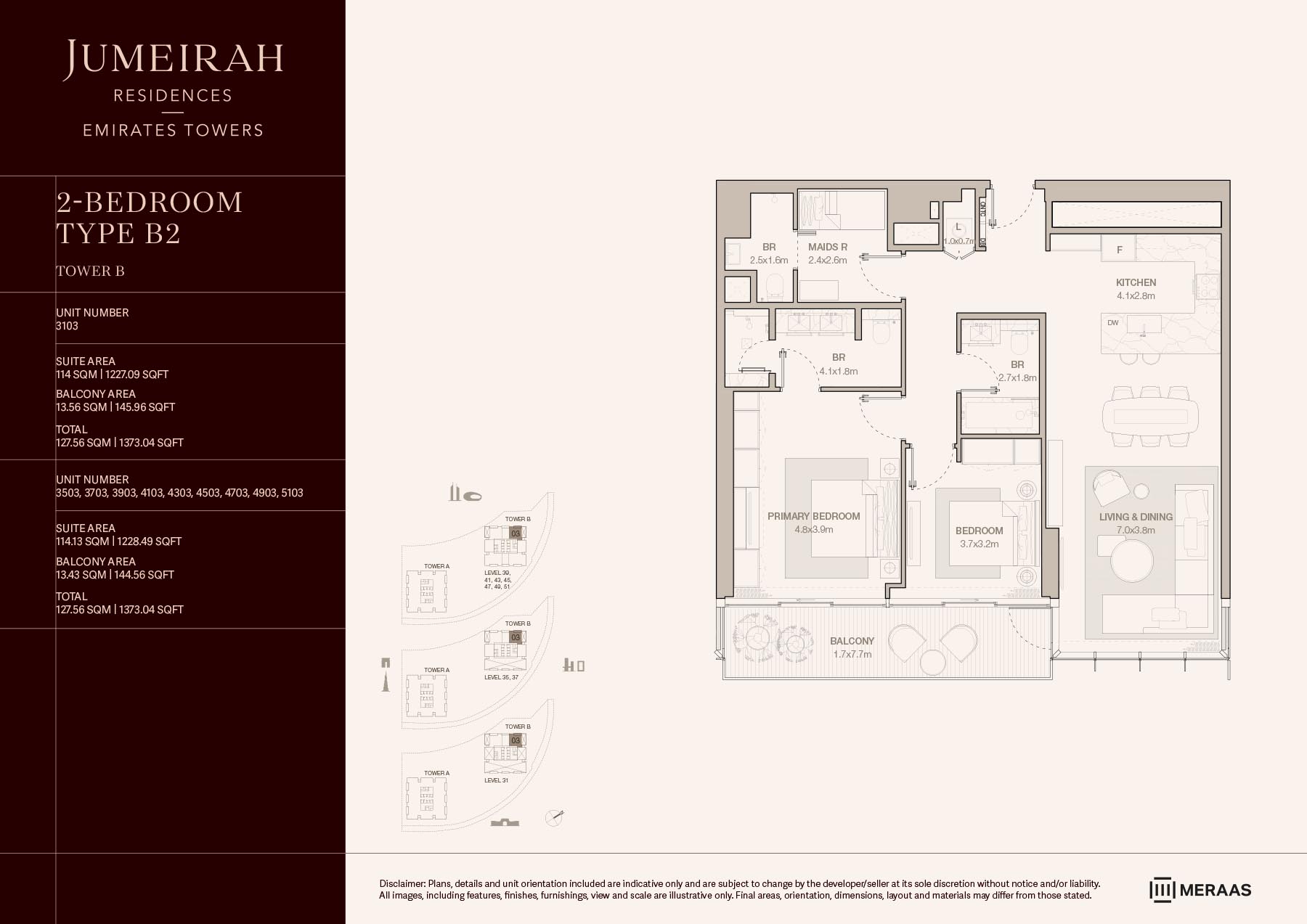 LEVELS 31-51 TYPE B2 (UNIT 3103-5103)