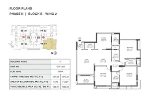 Phase II, Block B-Wing 2, Unit No 103-1303