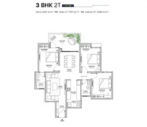 3 BHK 2T, Unit A2
