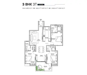 3 BHK 3T, Unit G1