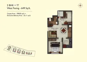 2 BHK + 1T, West Facing